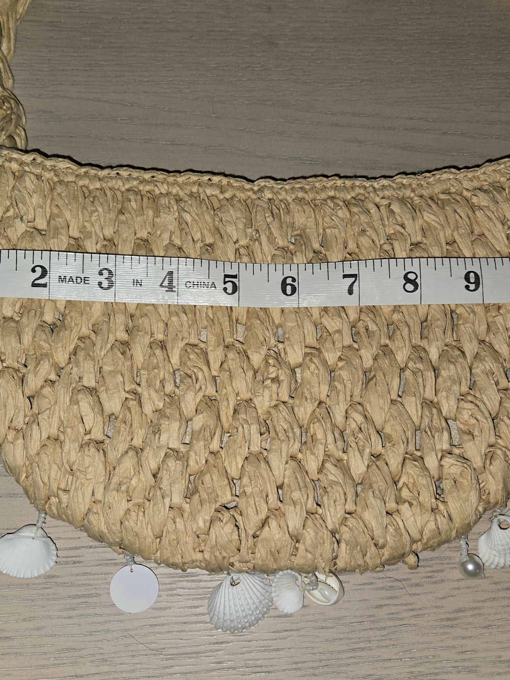 Woven Shell Accent Shoulder Bag - Natural Straw - Picture 3 of 4